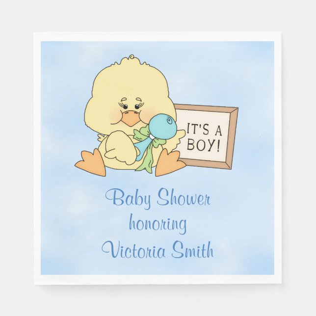 Baby Shower It's a Boy Baby Duck Napkin (Front)