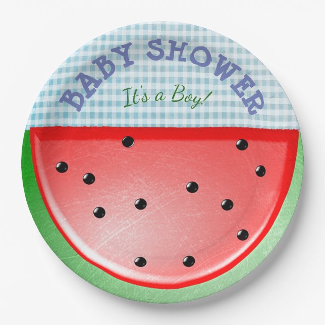 Baby Shower Its a Boy Watermelon Plates (Front)