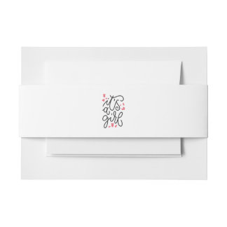 baby shower its a girl invitation belly band