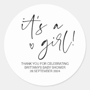 Baby Shower It's a Girl Mom To Be Party Favor Classic Round Sticker
