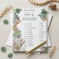 Baby Shower Jungle Safari Animals Match Up game 