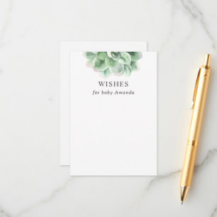 Baby Shower Keepsake   Succulent Wishes for Baby Enclosure Card