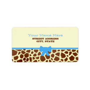 Baby Shower Label - Giraffe Print & Blue