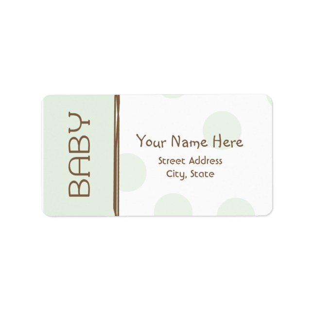 Baby Shower Label - Green and Brown (Front)