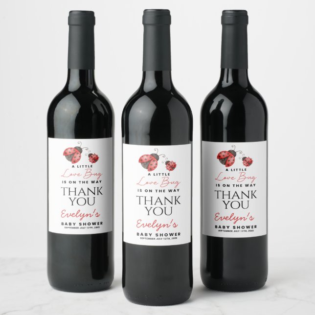  Baby Shower Lady bug Wine Label (Bottles)