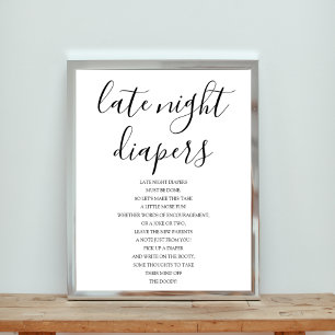Baby Shower Late Night Diapers Sign