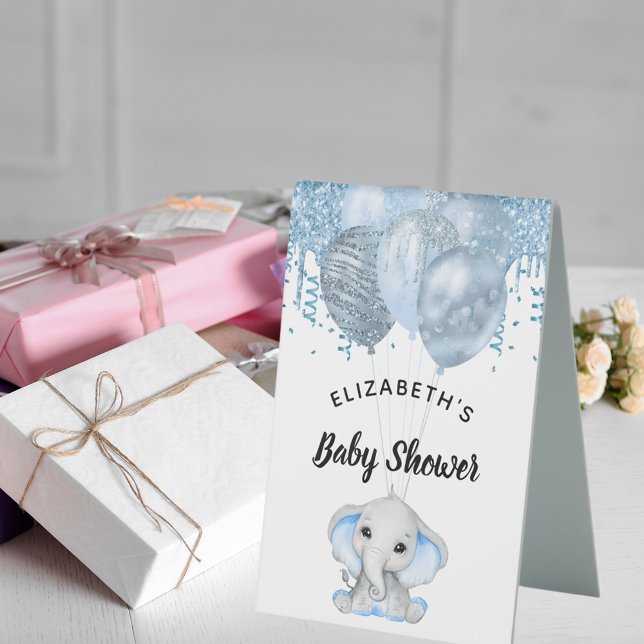 Baby Shower light blue elephant boy balloons white (Creator Uploaded)