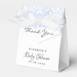 Baby Shower light blue glitter boy thank you  Favour Box