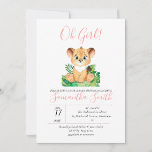Baby Shower lion Jungle Watercolor Invitation