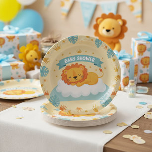 Baby Shower Lion Paper Plates – Cute Safari Jungle