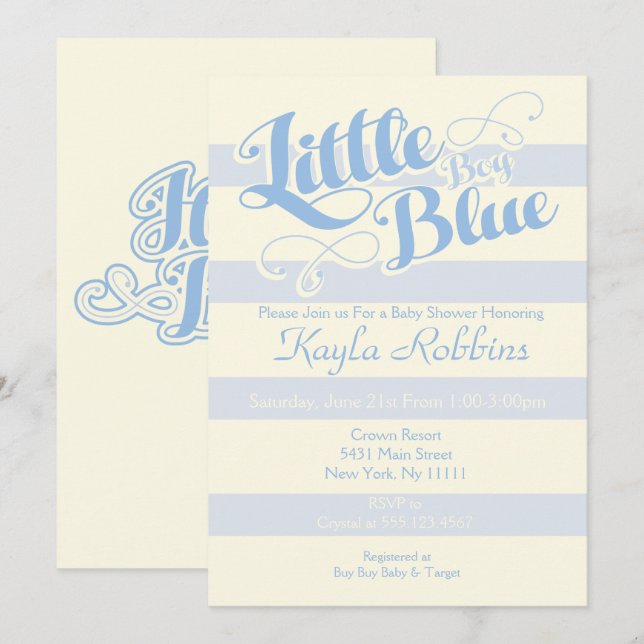 Baby Shower, Little Boy Blue Invitations (Front/Back)