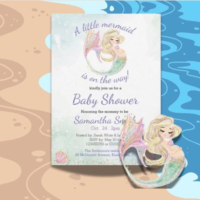 Baby Shower Little Mermaid Invitation (Delight guests and set the theme for a memorable celebration—personalize yours now!)