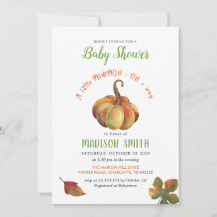 Baby Shower   Little Pumpkin Is On The Way Invitation