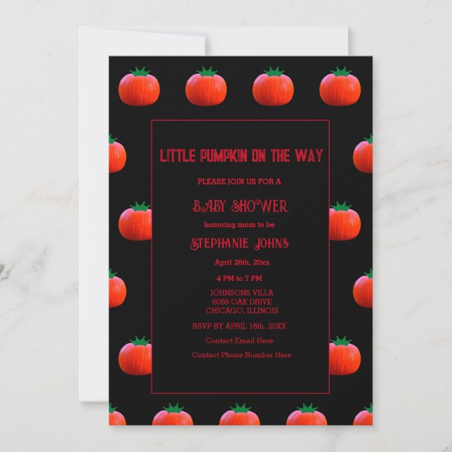 Baby Shower Little Pumpkin On The Way Girls Boys Invitation (Front)