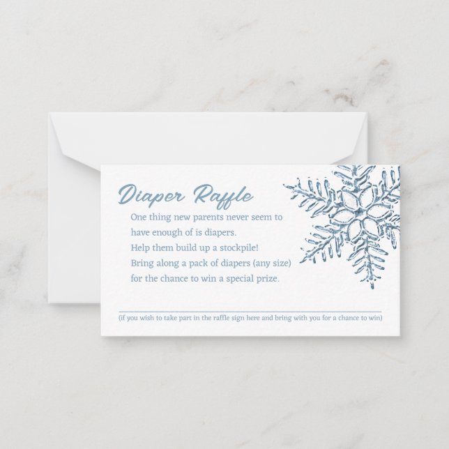 Baby Shower Little Snowflake  Diaper Raffle Card (Front)