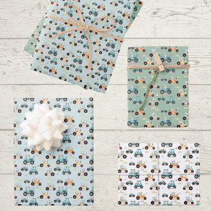 Baby shower little tractor pattern gift wrapping paper sheet