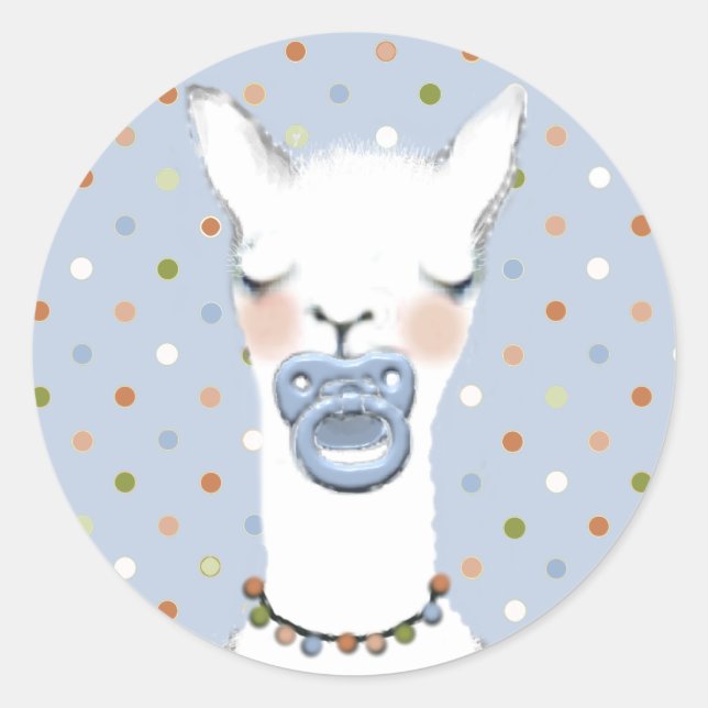 Baby Shower Llama Classic Round Sticker (Front)