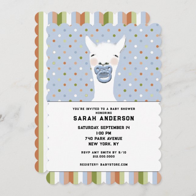 Baby Shower Llama Theme Invitation (Front/Back)