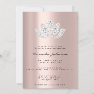 Baby Shower LotusGlitter Rose Gold Drips  Boy Girl Invitation