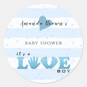 Baby Shower Love Baby Boy Classic Round Sticker