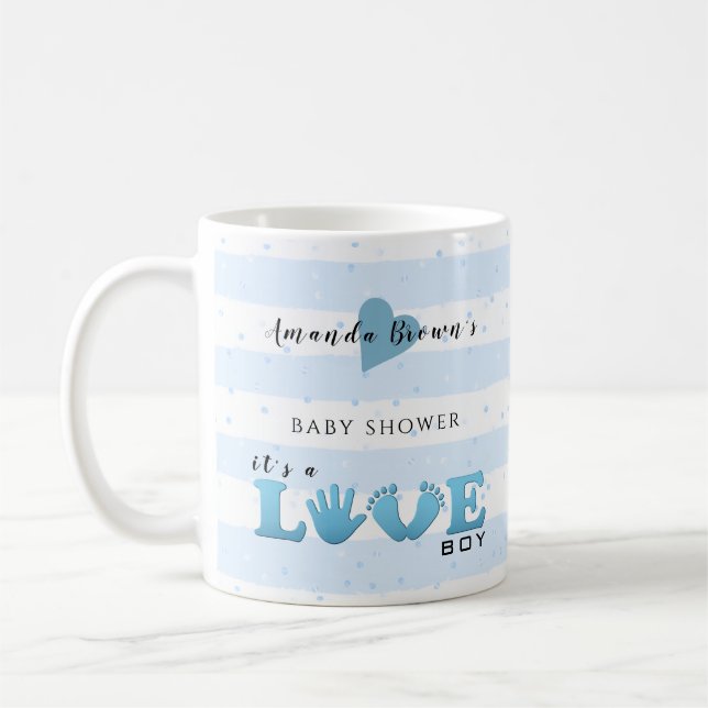 Baby Shower Love Baby Boy Coffee Mug (Left)
