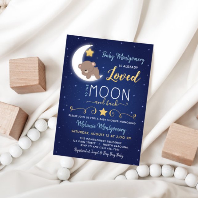 Baby Shower Love You The Moon and Back Invitation (Creator Uploaded)