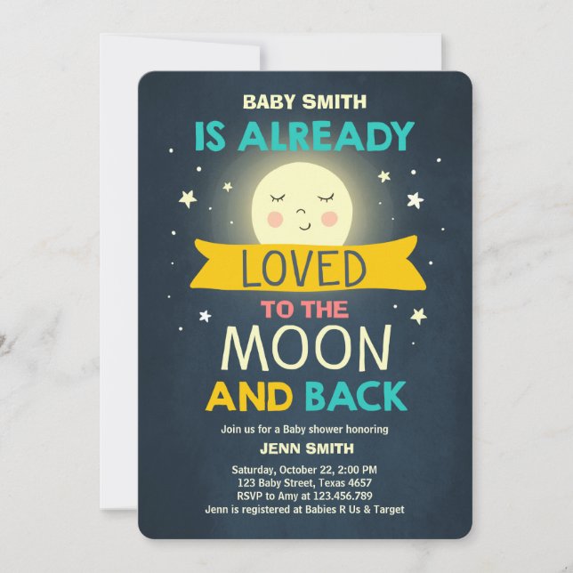 Baby Shower Love You to the Moon and Back Stars Invitation (Front)