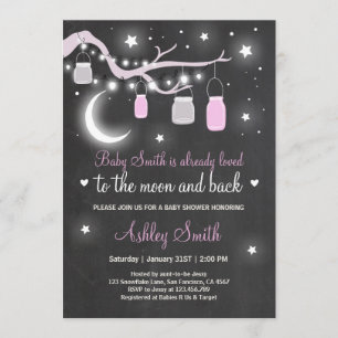 Baby Shower Love You to the Moon Shower girl pink Invitation