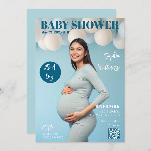 Baby Shower Magazine Cover Invitation (Front/Back)
