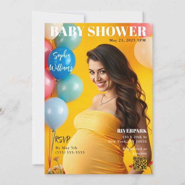 Baby Shower Magazine Cover Invitation (Front)