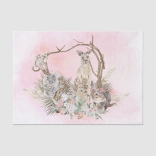 Baby Shower Mama Australian Animals pink Tissue Paper