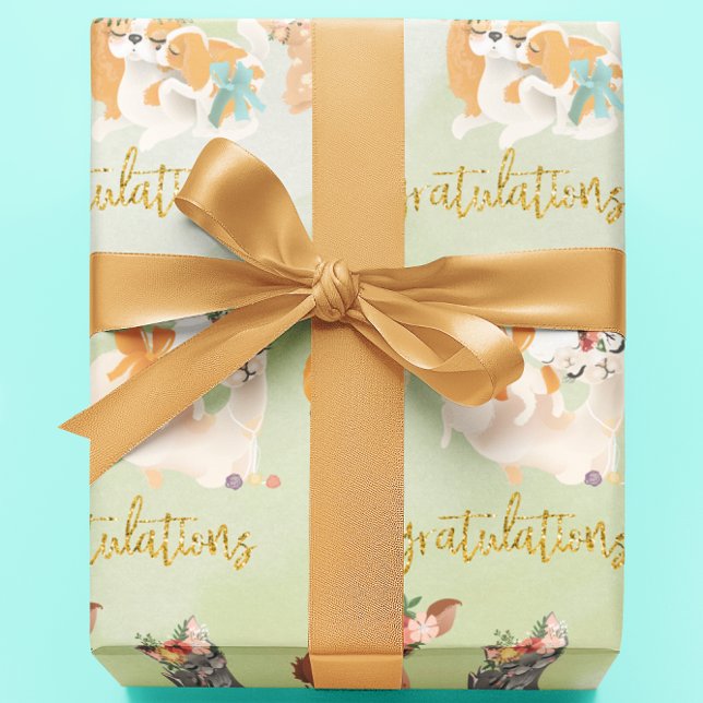 Baby Shower Mama Baby Animals Congratulations Wrapping Paper (Creator Uploaded)