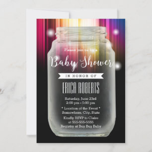 Baby Shower Mason Jar Elegant Aurora Borealis Invitation