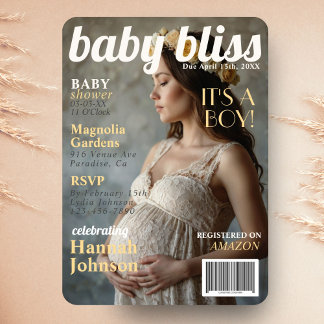 Baby Shower Maternity Magazine Cover Invitation