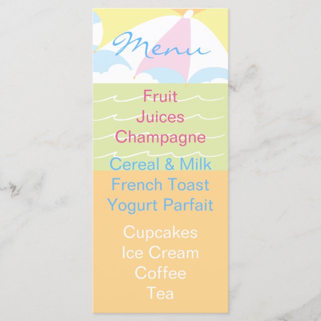 Baby Shower Menu Beach Ball (Front)