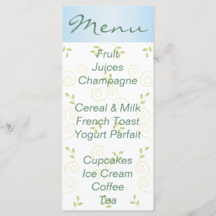 Baby Shower Menu "Gold Blue Birds"