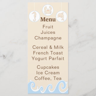 Baby Shower Menu "Under the Sea Mobile"