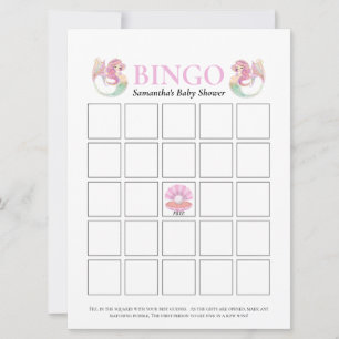 Baby Shower Mermaid Bingo Under The Sea Pink Invitation