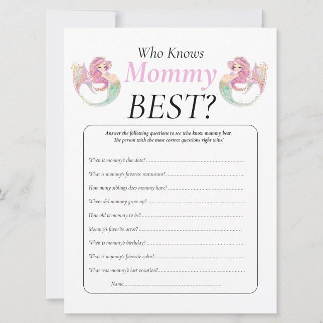 Baby Shower Mermaid Mummy Baby Under The Sea Invitation (Front)