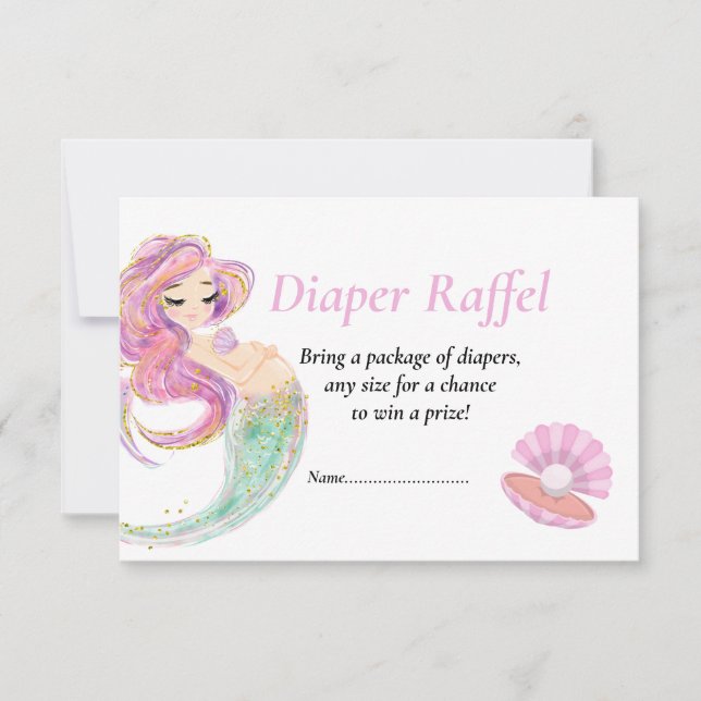 Baby Shower Mermaid Pink Raffel Under the Sea  Invitation (Front)