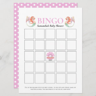Baby Shower Mermaid Under The Sea Dots Bingo Invitation