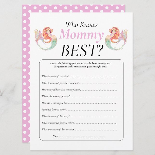 Baby Shower Mermaid Under The Sea Knows Mummy   Invitation (Front/Back)