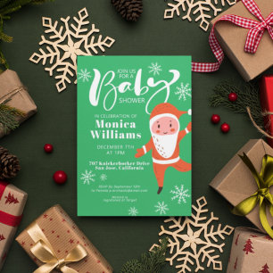 Baby Shower   Merry Christmas Santa Claus Invitation