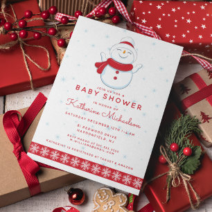BABY SHOWER   Merry Christmas Snowman Invitation Postcard