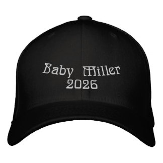 Baby Shower Miller 2026 Black Youth Flexfit Wool Embroidered Hat