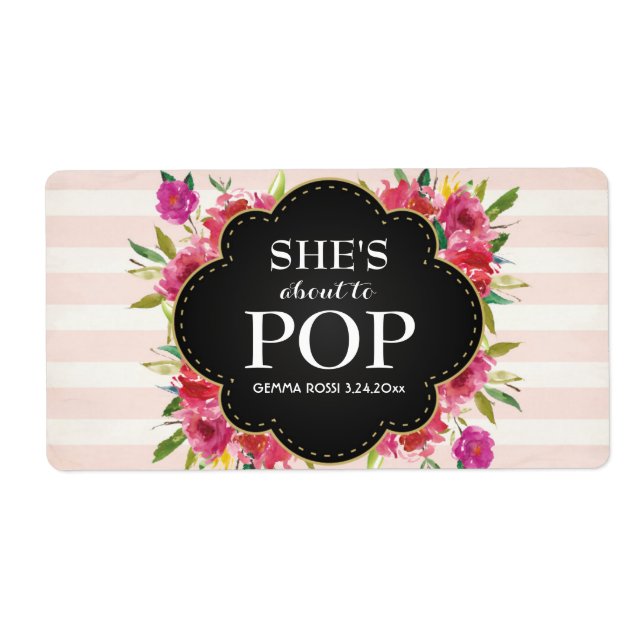 Baby Shower Mini Champagne Label Girl (Front)