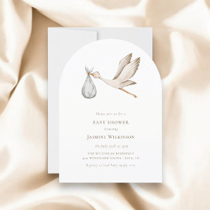 Baby shower  minimal watercolor stork invitation