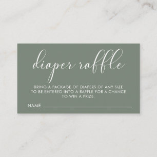 Baby Shower Minimalistic Sage Green Diaper Raffle Enclosure Card