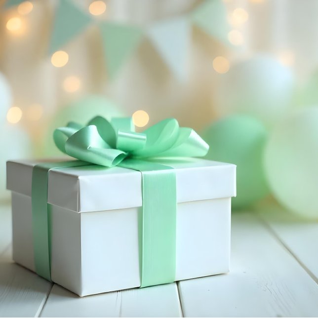 Baby Shower Mint Green #99D0A1 Satin Ribbon (Baby Shower Mint Green #99D0A1 Satin Ribbon. Ai Gen.)