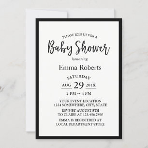 Baby Shower Modern Black & White Minimalist Invitation